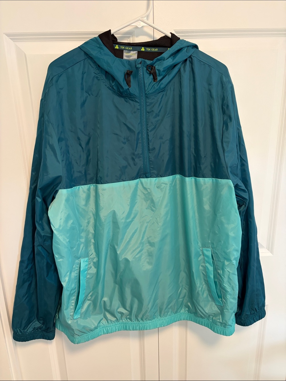 2 for $30 - tek gear - Teal and Aqua Two-Tone Hooded Windbreaker